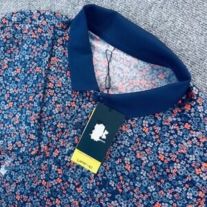 Under Armour Mens 2XL Matchplay Printed Polo Floral Navy Blue Orange 1377377 New